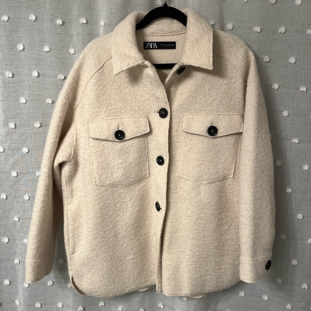 Oversized Zara Women's Beige Utility Jacket